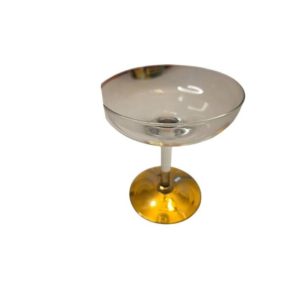 Gold-Trimmed Clear Glass Coupe Cocktail Glasses Set Of 2 - Picture 5 of 16